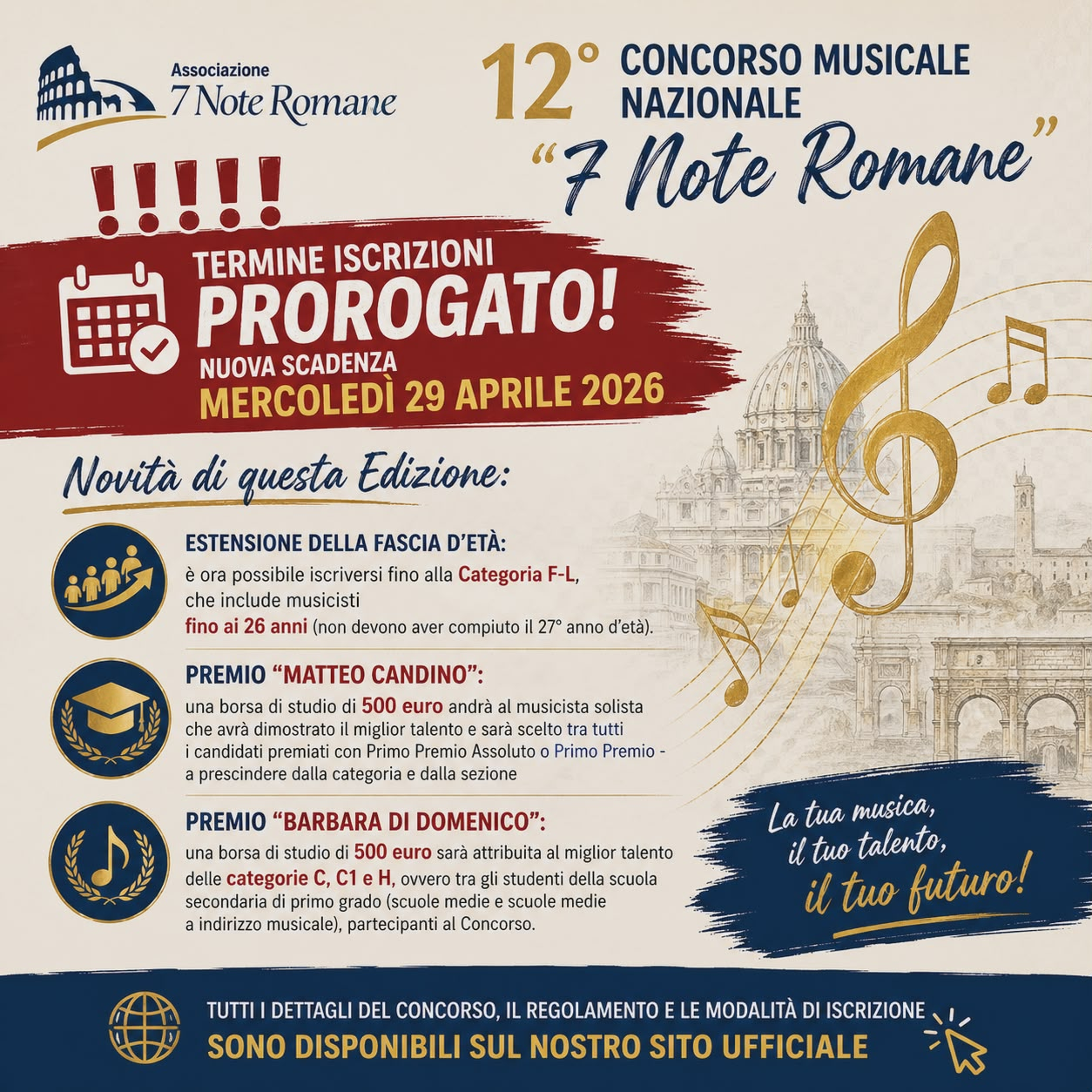 iscrizioni prorogate al 29 aprile